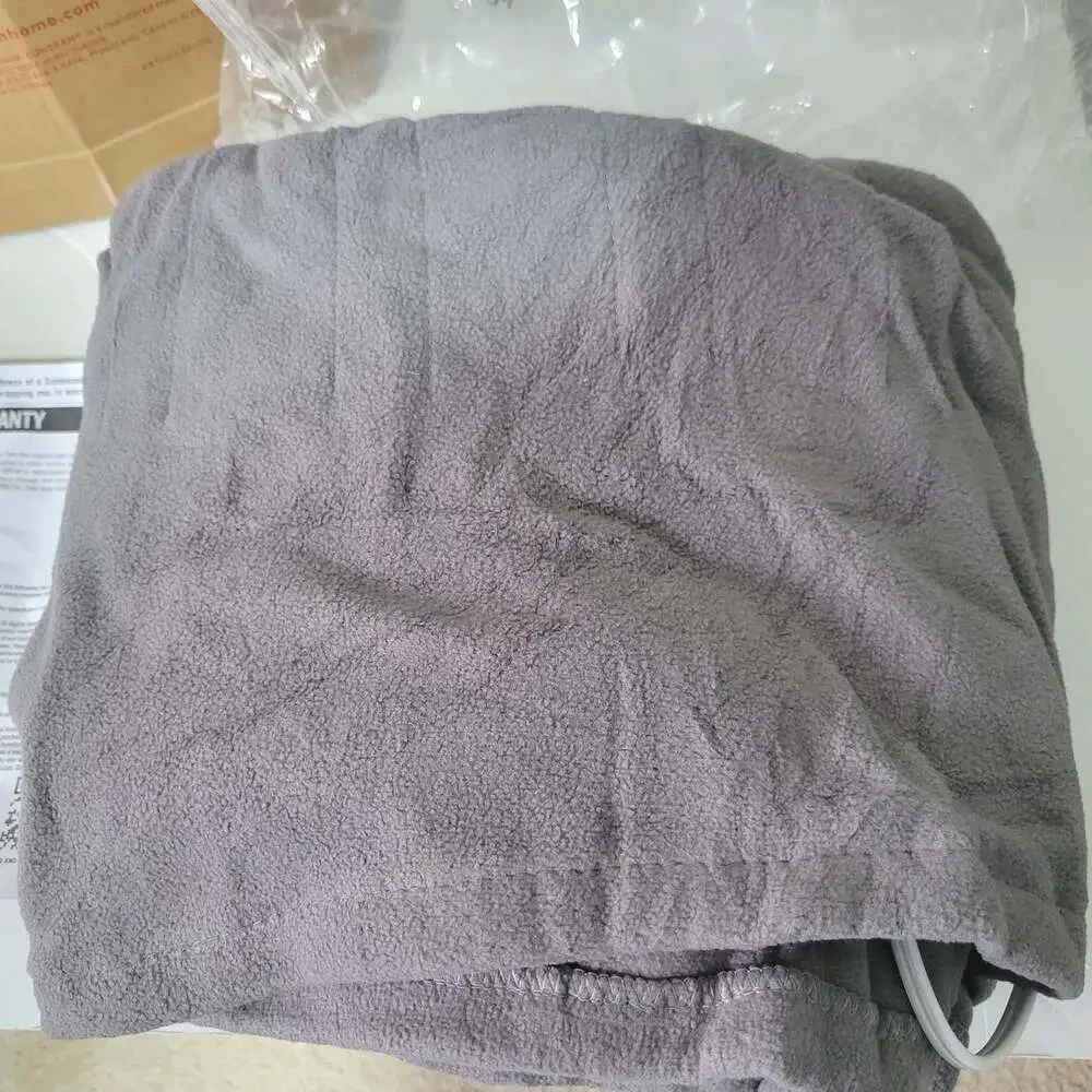 Sunbeam Heated Throw Blanket Gray Fleece 4 Heat Settings 4 Hour Auto-Off